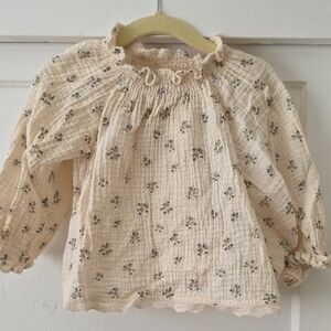 Fall Zara Cream Floral Kids Blouse - Smock